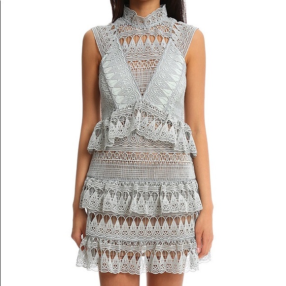 Self Portrait Teardrop Guipure Lace Mini Dress - Picture 5 of 10